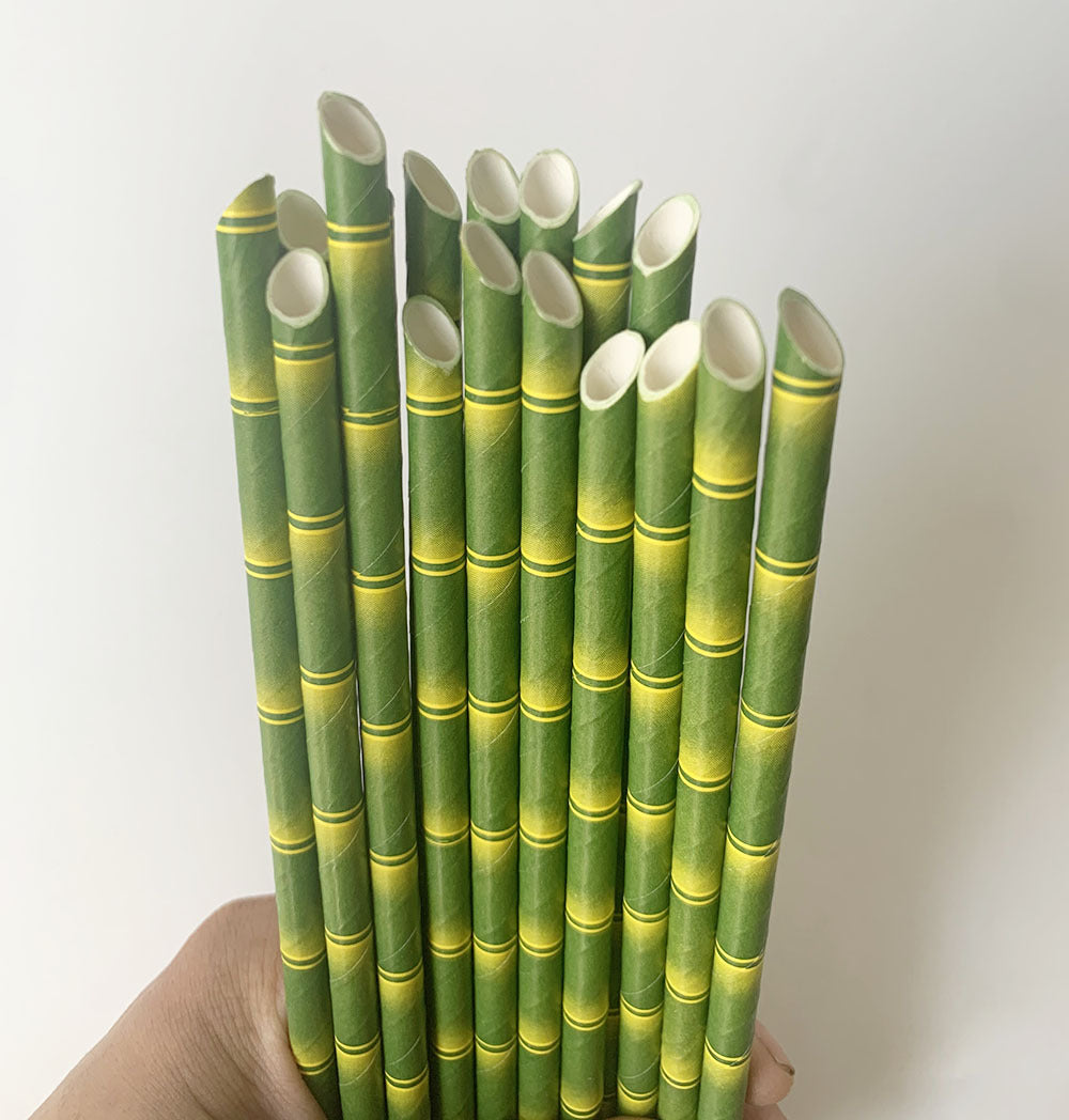 Green Bamboo Paper Straw Tip