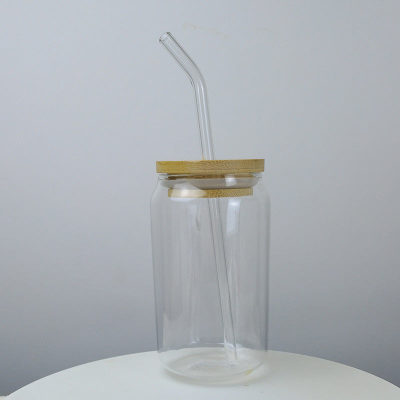 Straw Borosilicate Glass With Bamboo Lid 350ml